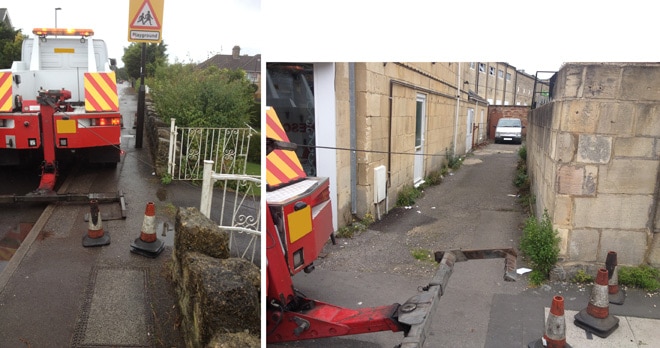 Bollard and hazard signs