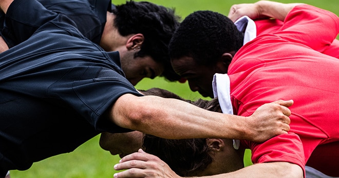 Rugby players in scrum