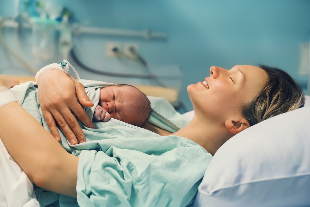 Mother and newborn baby